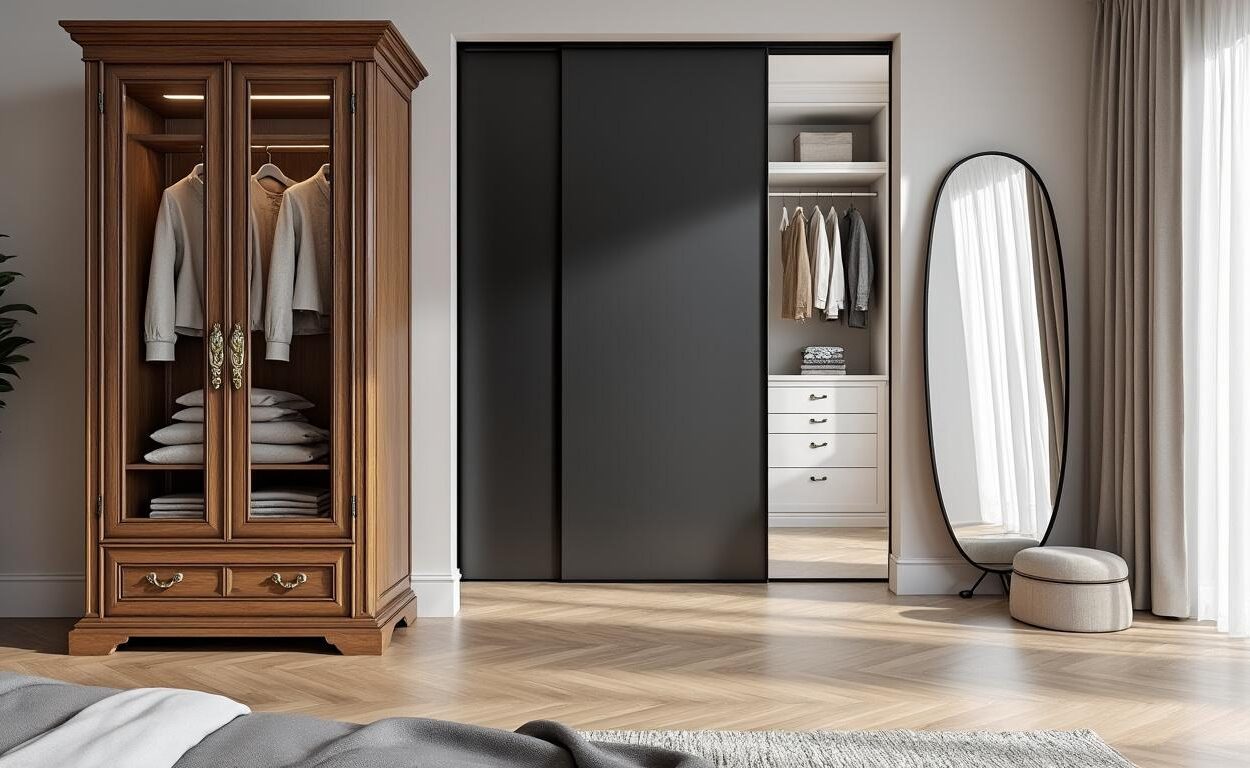 découvrez les différences clés entre une armoire dressing et un placard encastré pour mieux organiser votre espace de rangement.