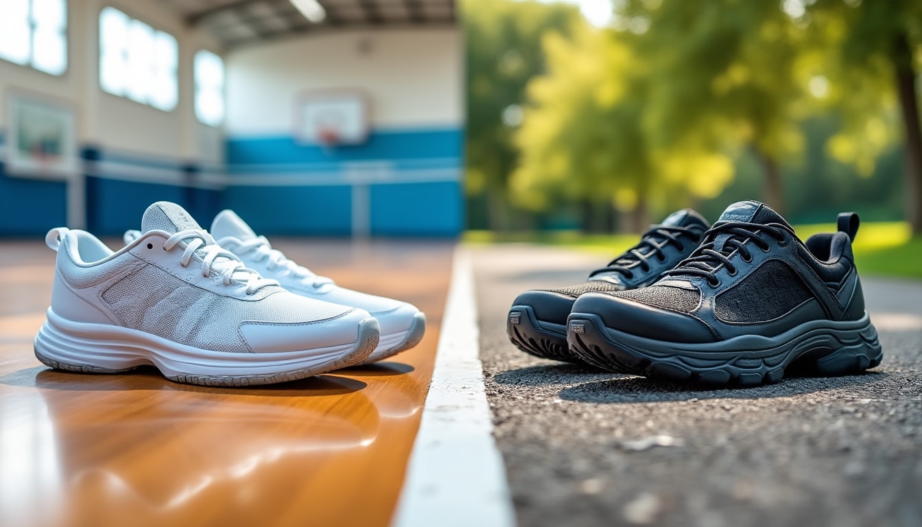 découvrez les principales différences entre les chaussures de salle et les chaussures d’extérieur pour choisir le modèle adapté à vos activités et préserver vos performances.