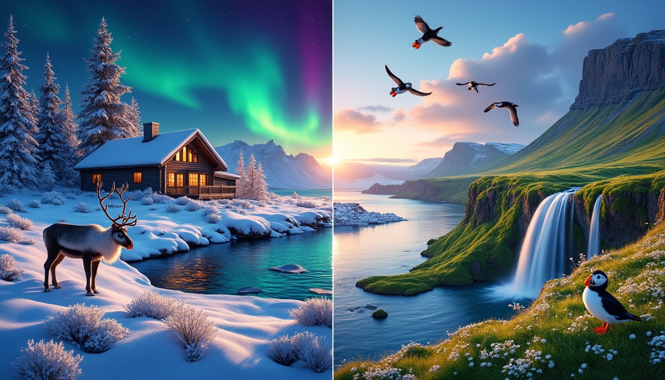 découvrez quelle est la meilleure saison pour visiter la laponie ou l’islande, en fonction du climat, des activités et des paysages uniques de chaque période de l'année.